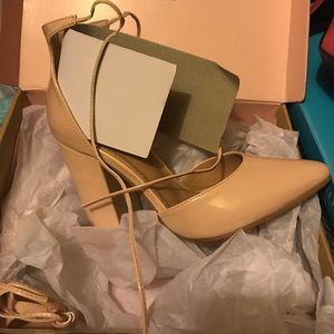 Lace-Up Ankle Strap Nude Heels